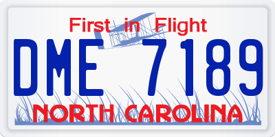 NC license plate DME7189