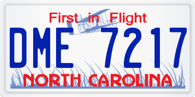 NC license plate DME7217