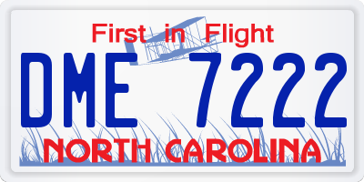 NC license plate DME7222