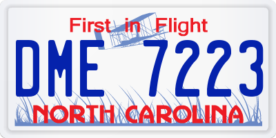 NC license plate DME7223
