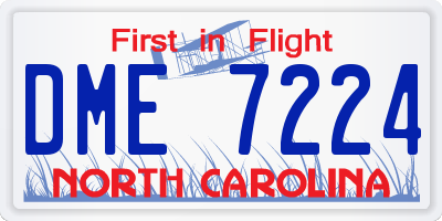 NC license plate DME7224