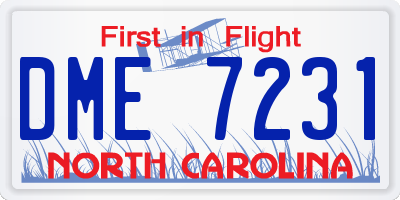 NC license plate DME7231