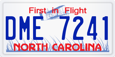 NC license plate DME7241