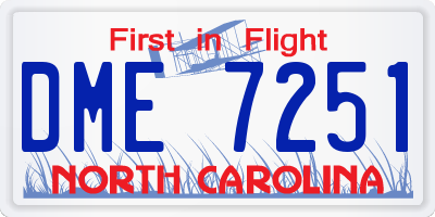 NC license plate DME7251