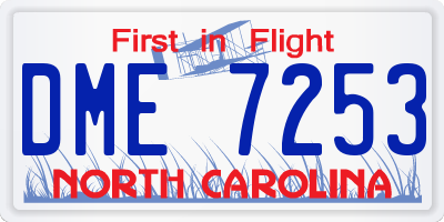 NC license plate DME7253