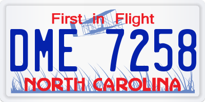 NC license plate DME7258