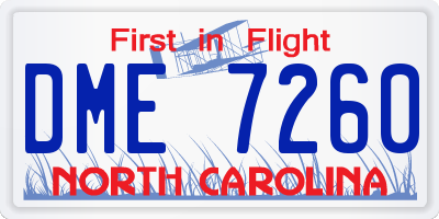 NC license plate DME7260