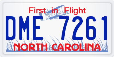 NC license plate DME7261