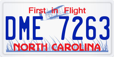 NC license plate DME7263