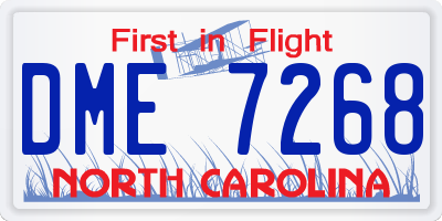 NC license plate DME7268