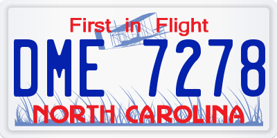 NC license plate DME7278