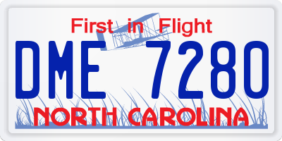 NC license plate DME7280