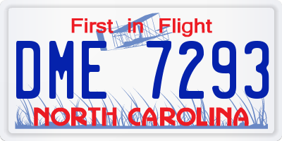 NC license plate DME7293