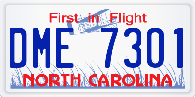 NC license plate DME7301
