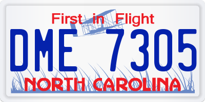 NC license plate DME7305