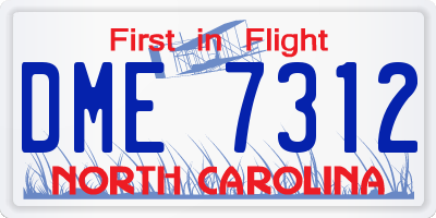 NC license plate DME7312