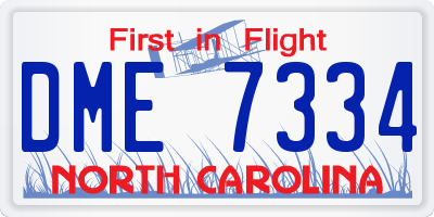 NC license plate DME7334