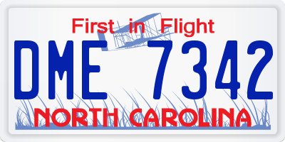 NC license plate DME7342