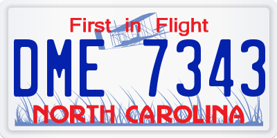 NC license plate DME7343