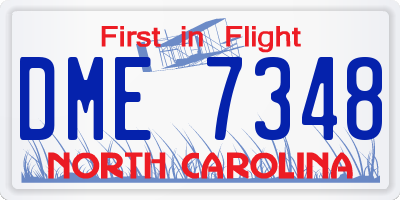 NC license plate DME7348