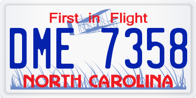 NC license plate DME7358