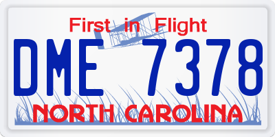 NC license plate DME7378