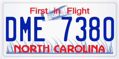 NC license plate DME7380