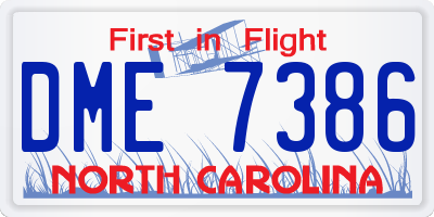 NC license plate DME7386
