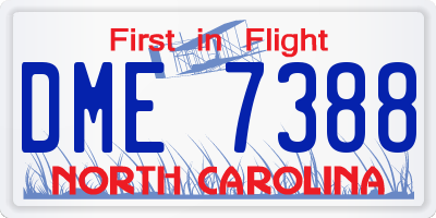 NC license plate DME7388