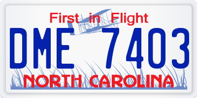 NC license plate DME7403