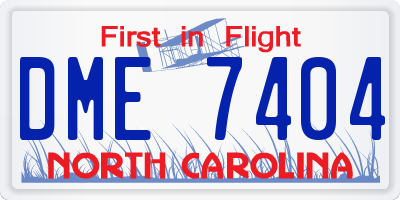 NC license plate DME7404