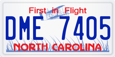 NC license plate DME7405