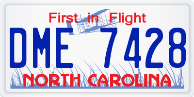 NC license plate DME7428