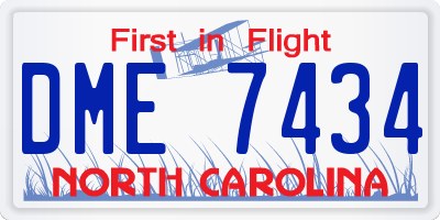 NC license plate DME7434