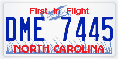 NC license plate DME7445