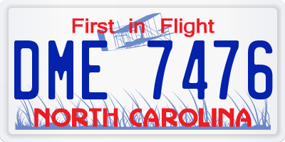 NC license plate DME7476