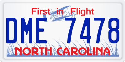 NC license plate DME7478