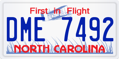 NC license plate DME7492