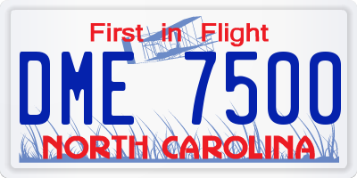 NC license plate DME7500