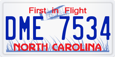 NC license plate DME7534