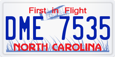 NC license plate DME7535