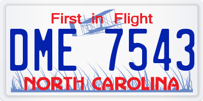 NC license plate DME7543