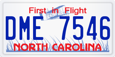 NC license plate DME7546