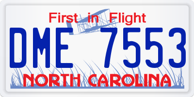 NC license plate DME7553