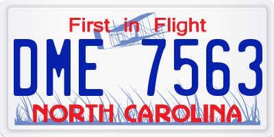 NC license plate DME7563