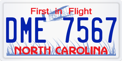NC license plate DME7567