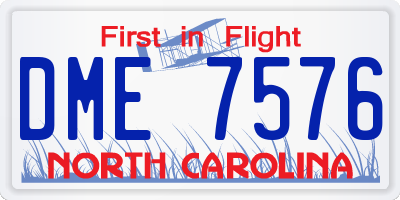 NC license plate DME7576
