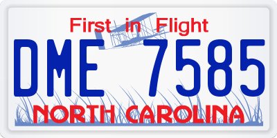 NC license plate DME7585