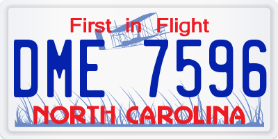 NC license plate DME7596