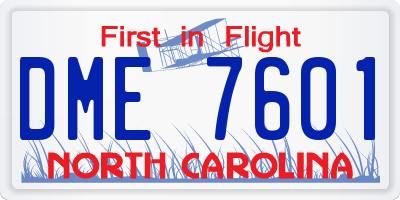 NC license plate DME7601